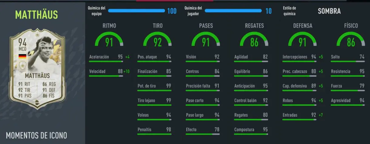 Stats in game Matthäus Moments Icono FIFA 22 Ultimate Team