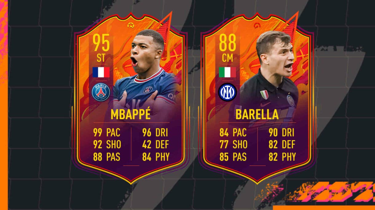 Cartas Mbappé y Barella Headliners FIFA 22 Ultimate Team