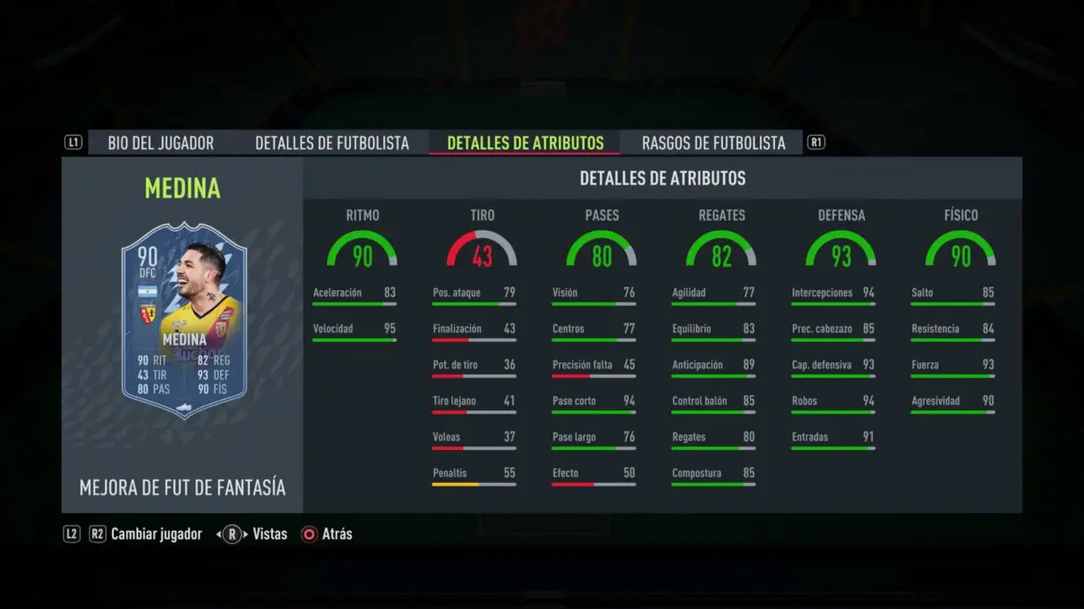 Stats in game actualizadas Medina Fantasy FUT FIFA 22 Ultimate Team