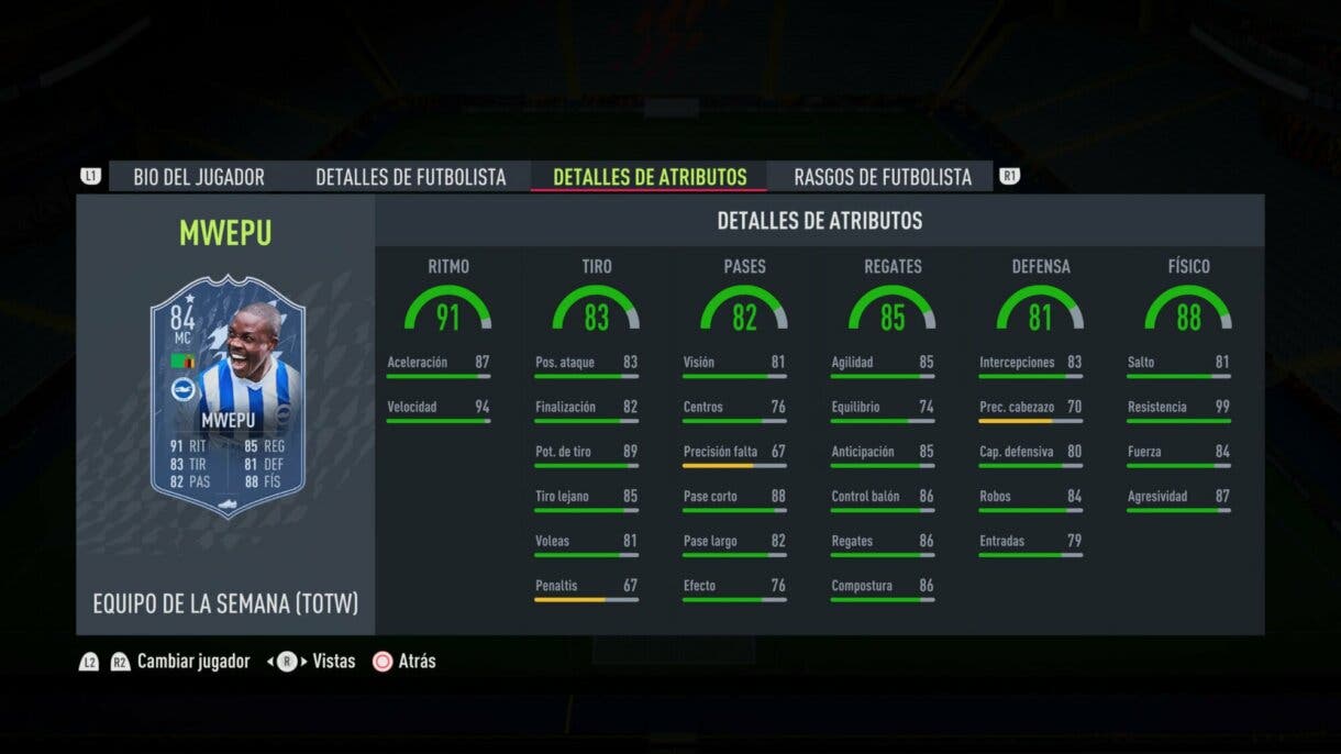 Stats in game Mwepu IF FIFA 22 Ultimate Team