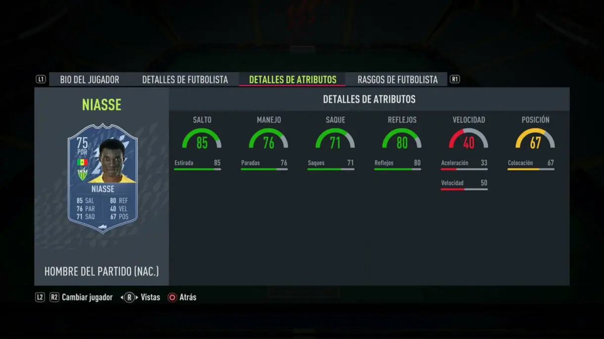 Stats in game Niasse MOTM FIFA 22 Ultimate Team