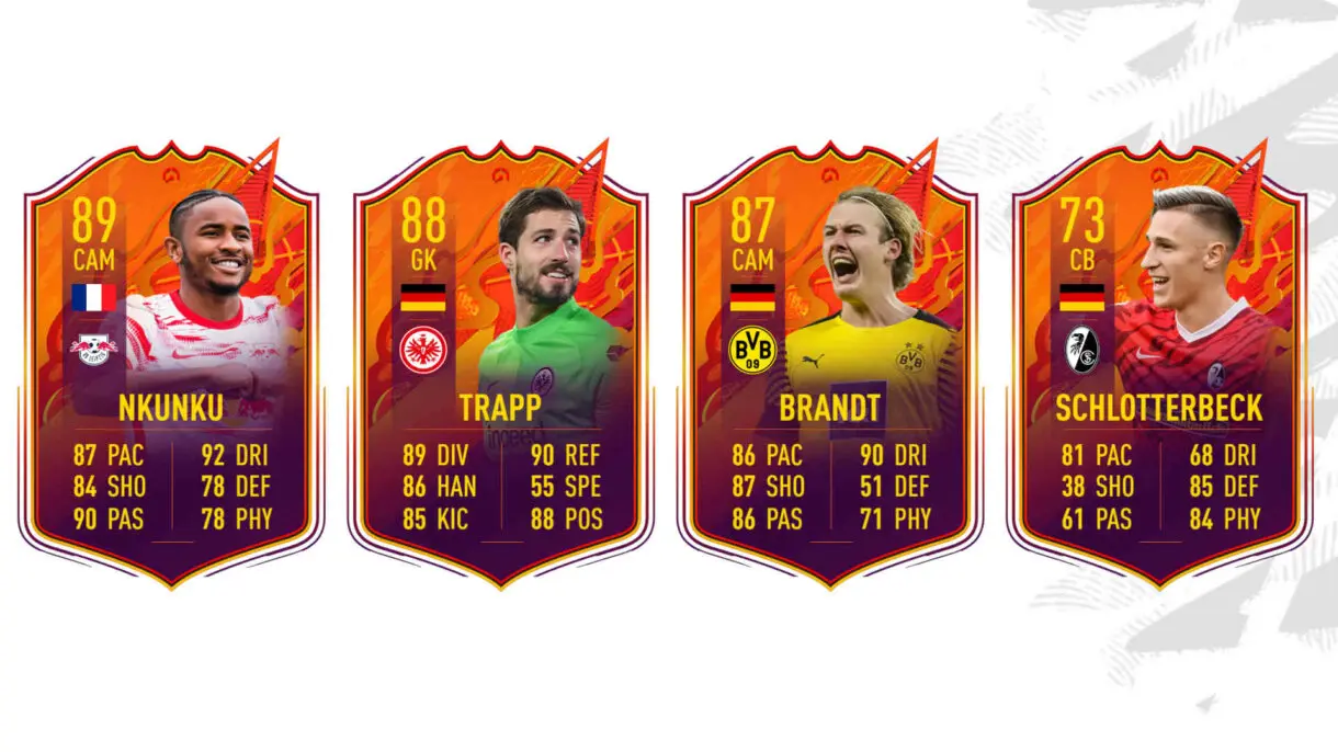Cartas Headliners Nkunku, Trapp, Brandt y Schlotterbeck FIFA 22 Ultimate Team