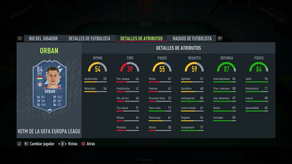 Stats in game Orban MOTM FIFA 22 Ultimate Team