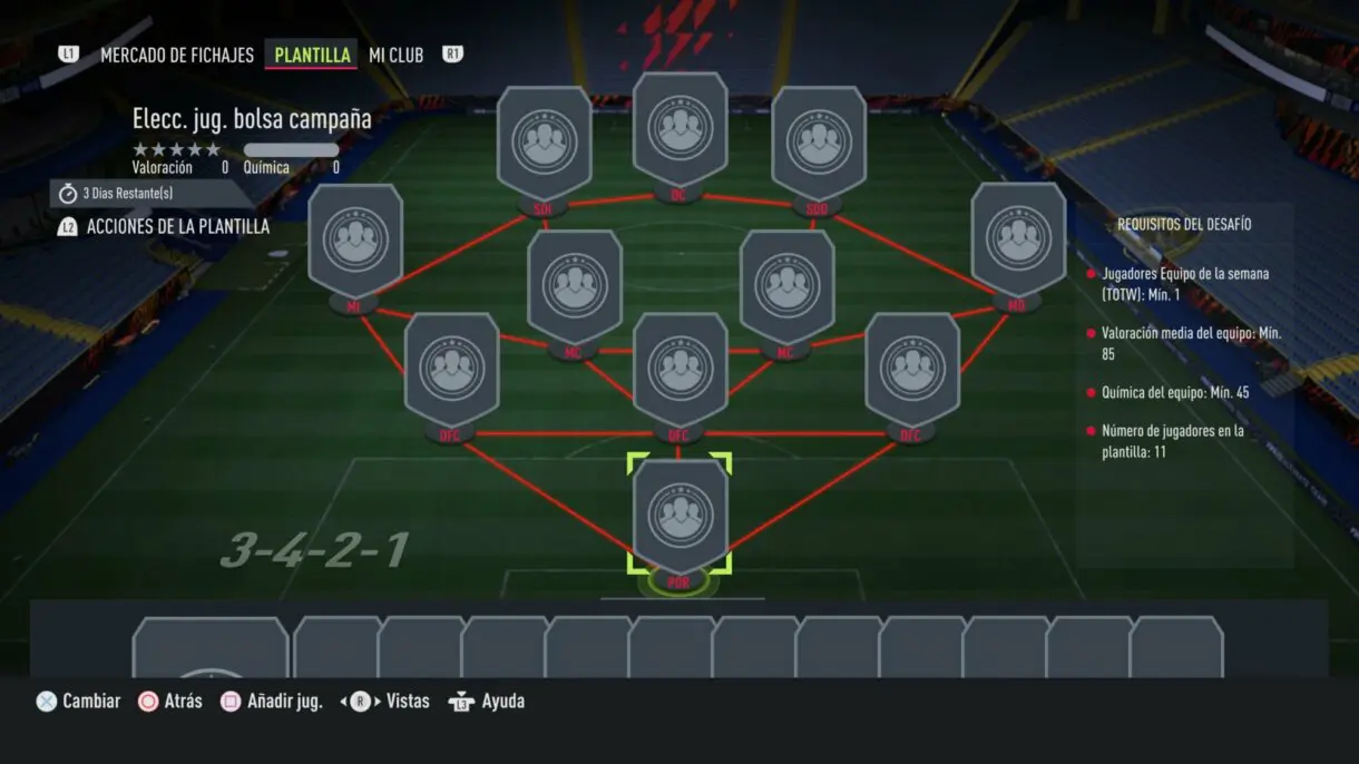 Información del SBC "Elección jugador bolsa campaña" FIFA 22 Ultimate Team