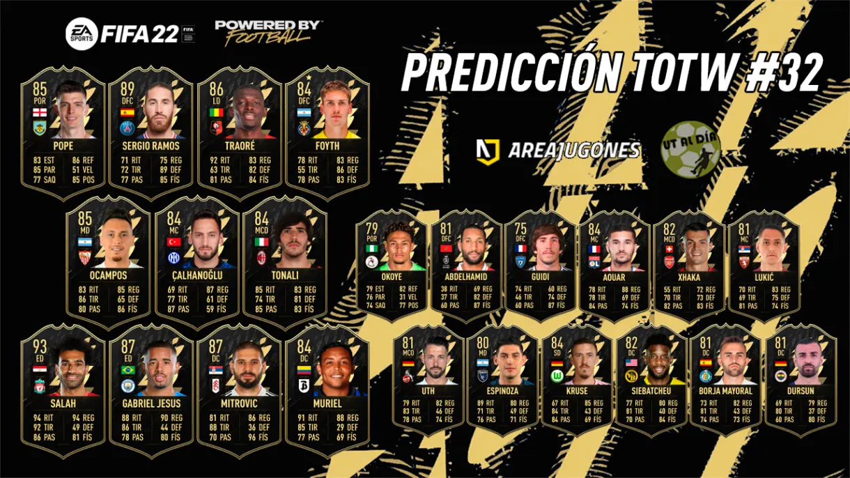 FIFA 22 Ultimate Team Predicción Equipo de la Semana TOTW 32