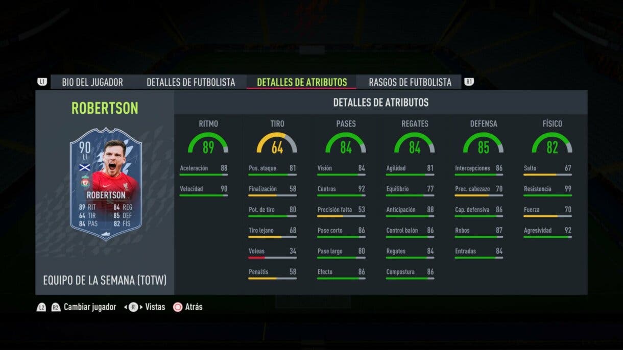 Stats in game Robertson TIF FIFA 22 Ultimate Team