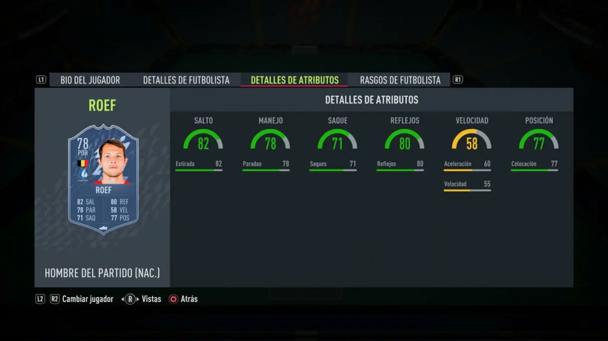 Stats in game Roef MOTM FIFA 22 Ultimate Team