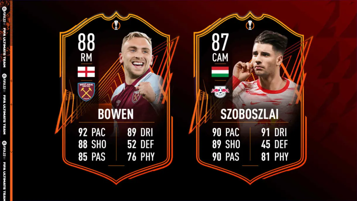 Cartas RTTF Europa League Bowen y Szoboszlai FIFA 22 Ultimate Team