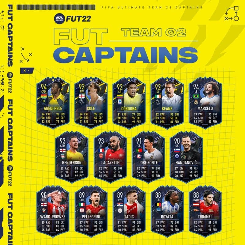 Todas las cartas del segundo equipo FUT Captains FIFA 22 Ultimate Team