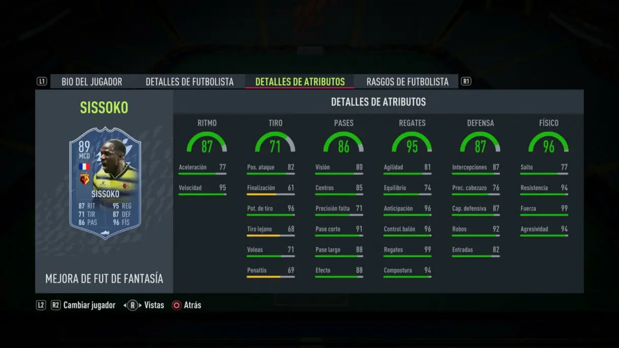 Stats in game actualizadas Sissoko Fantasy FUT FIFA 22 Ultimate Team