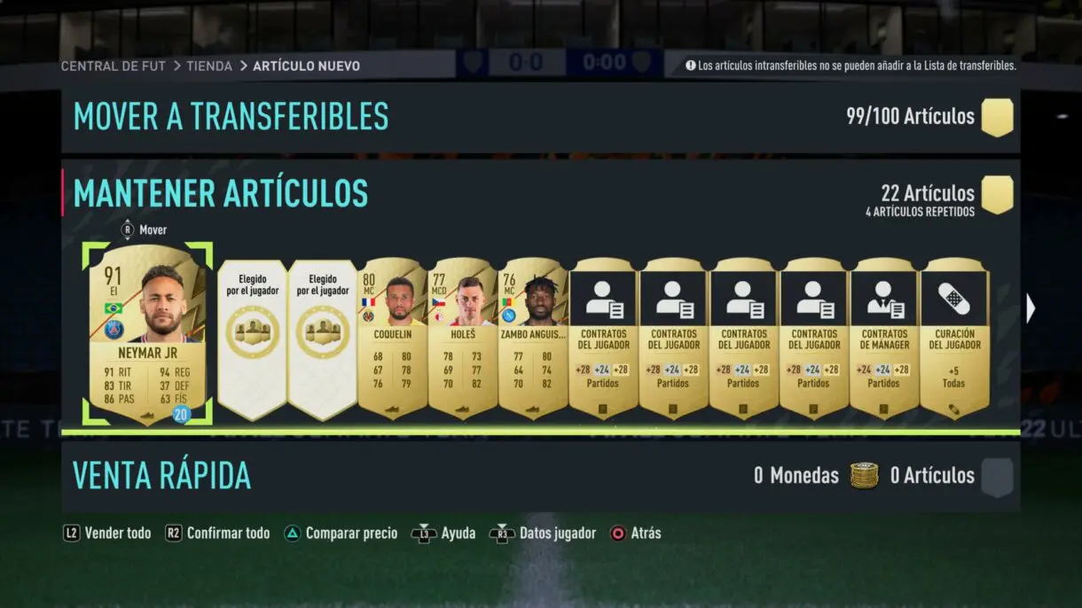 Contenido del sobre Prime Gaming abril FIFA 22 Ultimate Team