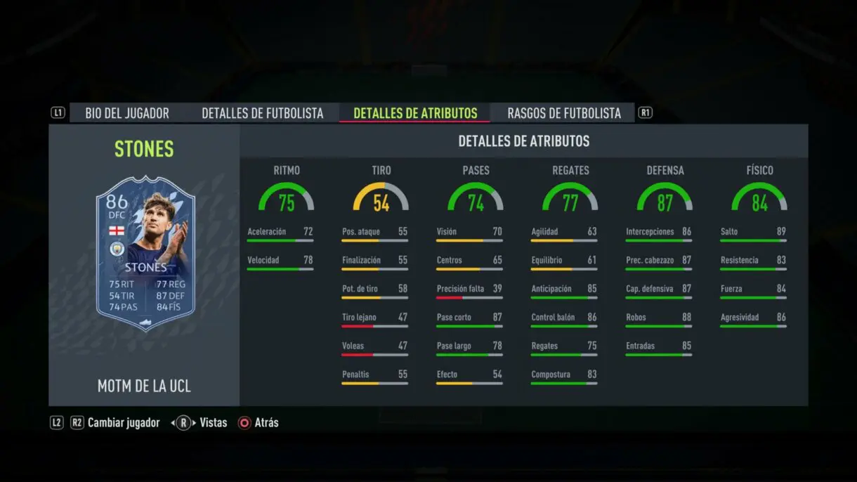 Stats in game Stones MOTM FIFA 22 Ultimate Team
