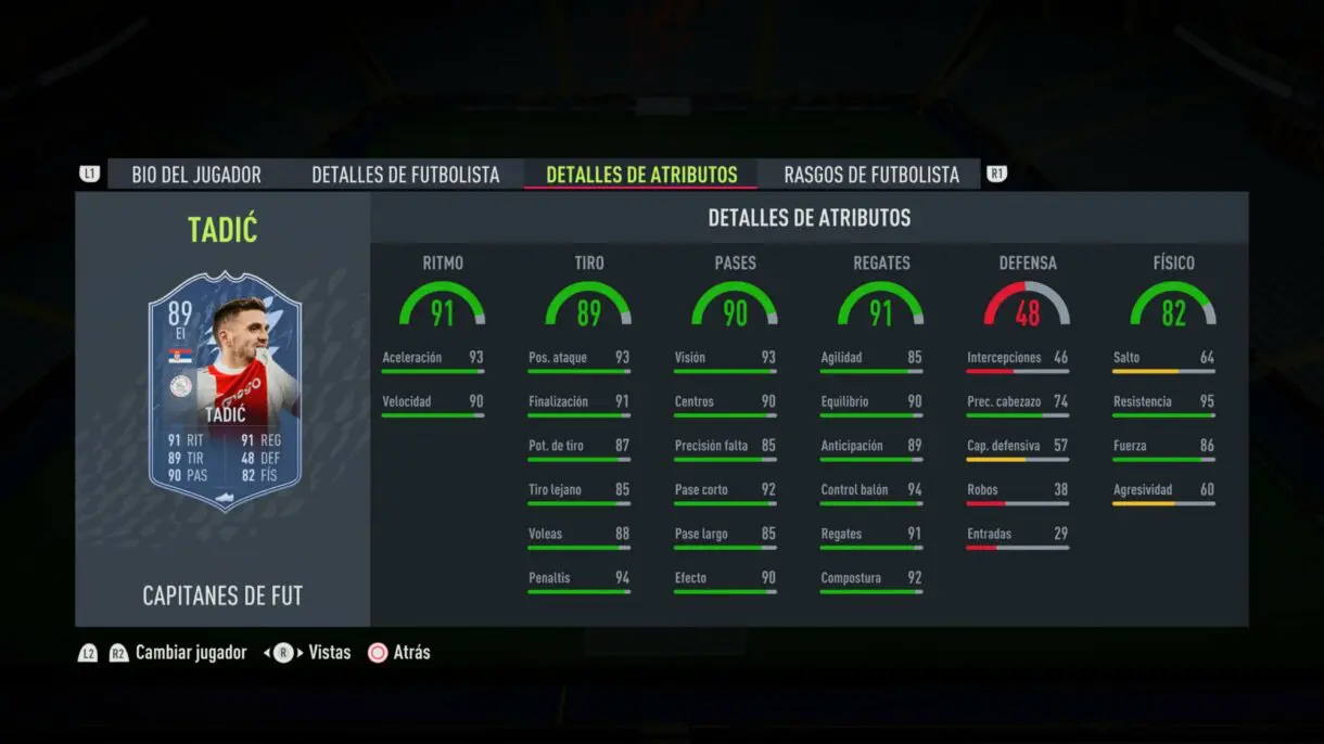 Stats in game Tadic FUT Captains FIFA 22 Ultimate Team