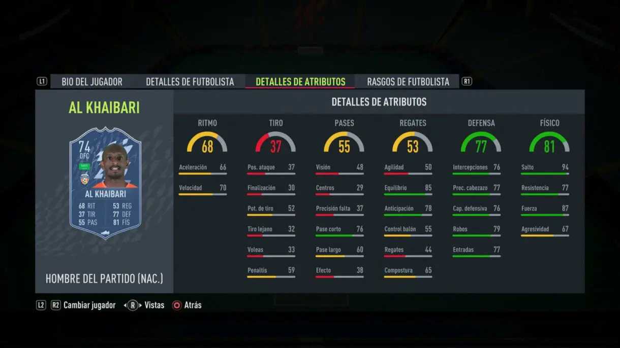 Stats in game Al Khaibari MOTM FIFA 22 Ultimate Team