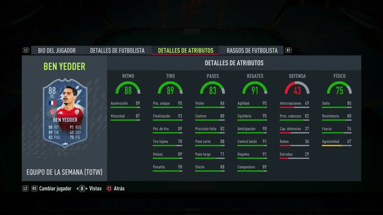 Stats in game Ben Yedder TIF FIFA 22 Ultimate Team