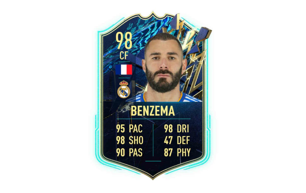 Hipotética carta Benzema TOTS FIFA 22 Ultimate Team