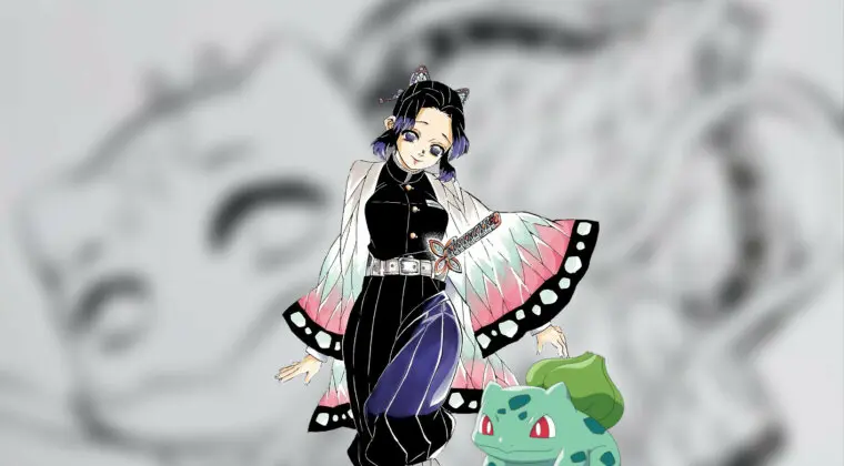 Imagen de Shinobu Kocho (Kimetsu no Yaiba) y Bulbasaur se fusionan en este increíble dibujo