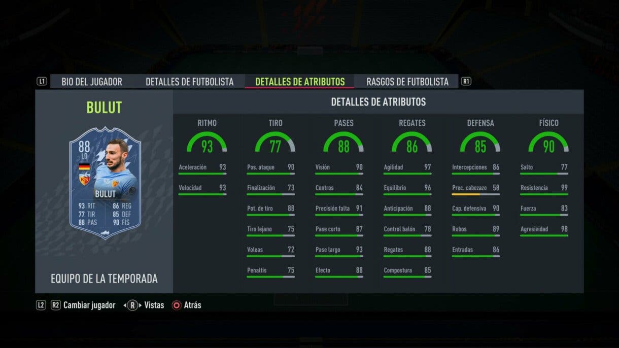 Stats in game Bulut TOTS FIFA 22 Ultimate Team