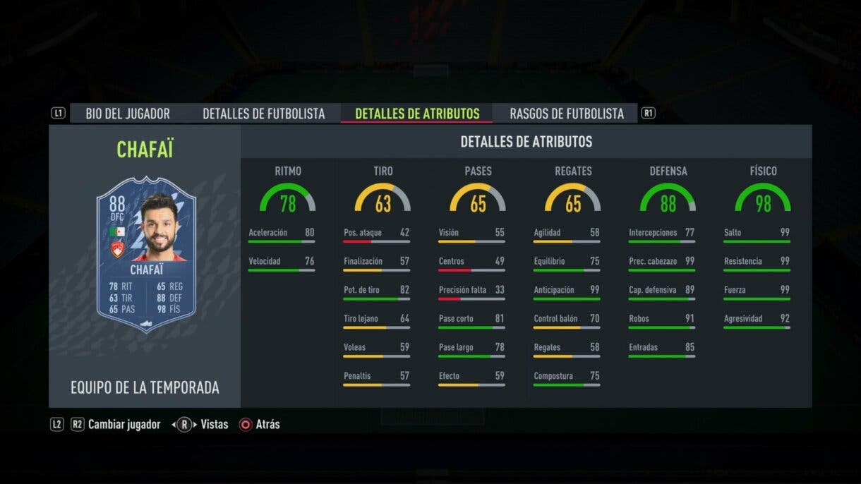 Stats in game Chafaï TOTS FIFA 22 Ultimate Team
