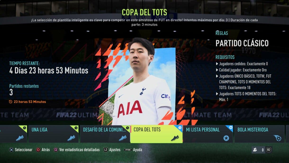 Información torneo online "Copa del TOTS" FIFA 22 Ultimate Team.