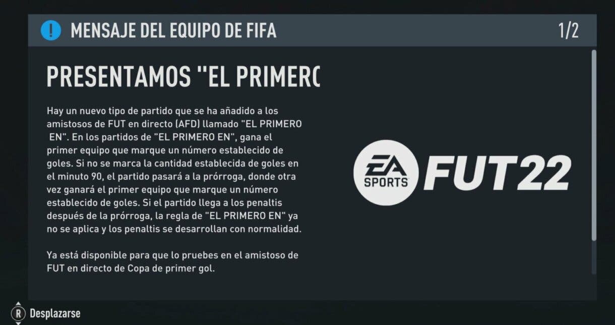 Comunicado EA Sports sobre los amistosos "El Primero" de FIFA 22 Ultimate Team