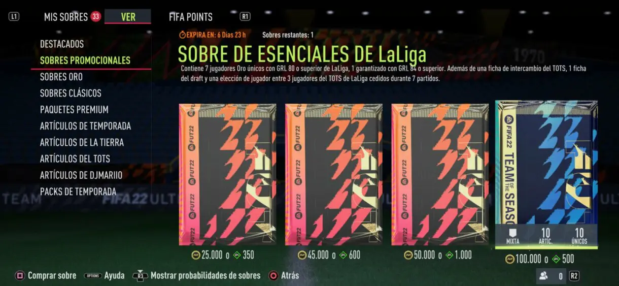 Descripción Sobre de esenciales de LaLiga FIFA 22 Ultimate Team