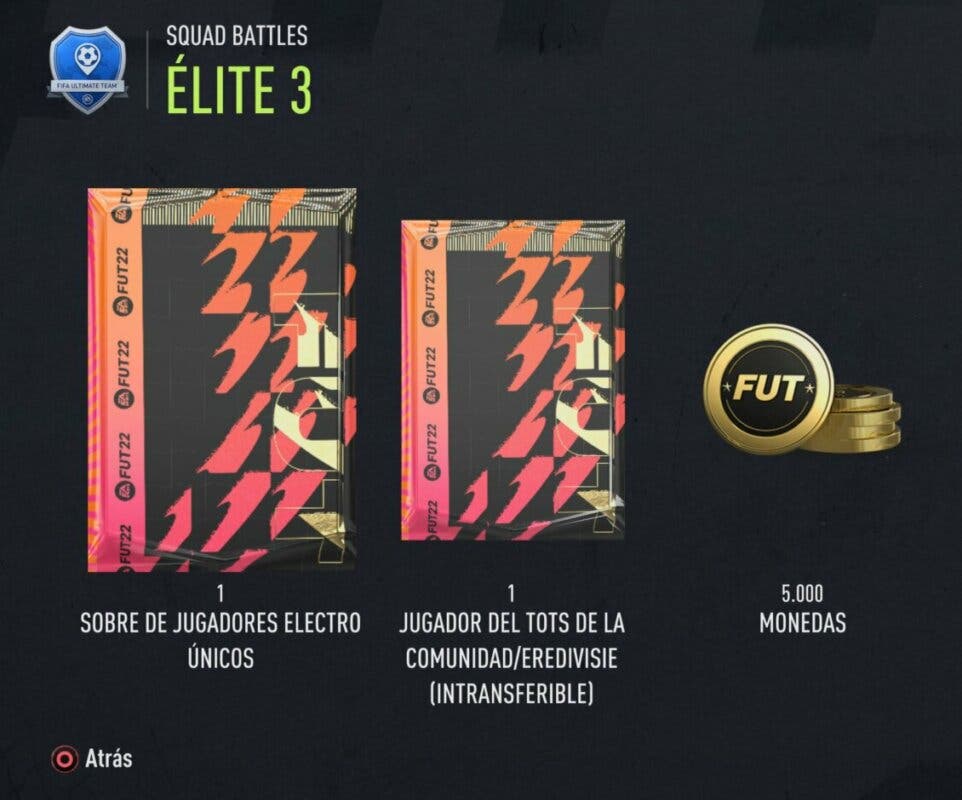 Recompensas Squad Battles Élite 3 con sobre TOTS incluido FIFA 22 Ultimate Team