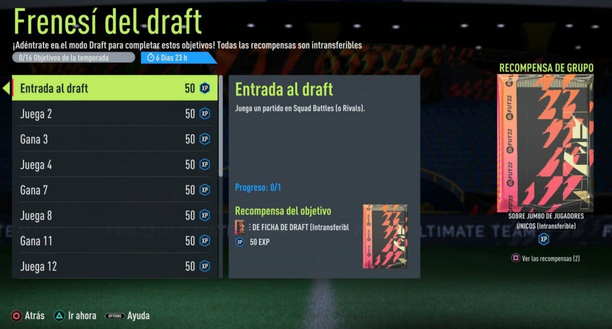 Objetivos Frenesí del draft FIFA 22 Ultimate Team