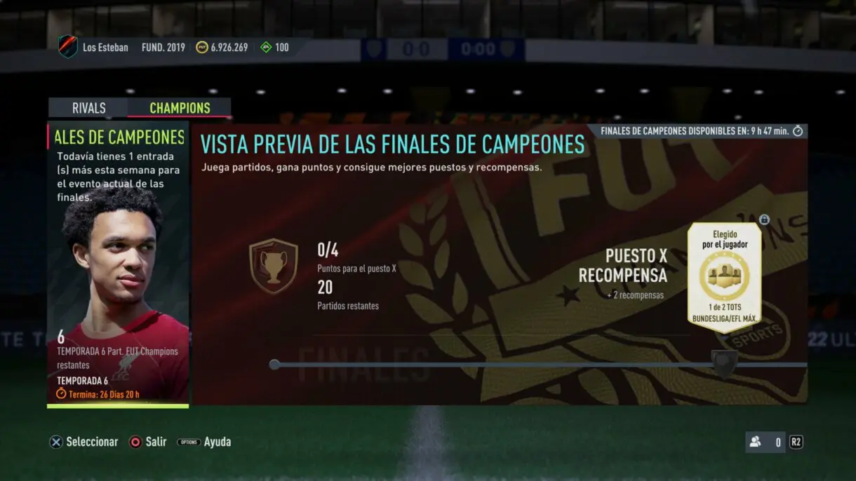 Menú general de FUT Champions FIFA 22 Ultimate Team