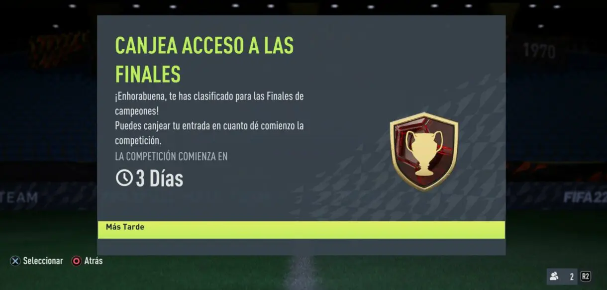 Menú FUT Champions acceso a las Finales FIFA 22 Ultimate Team
