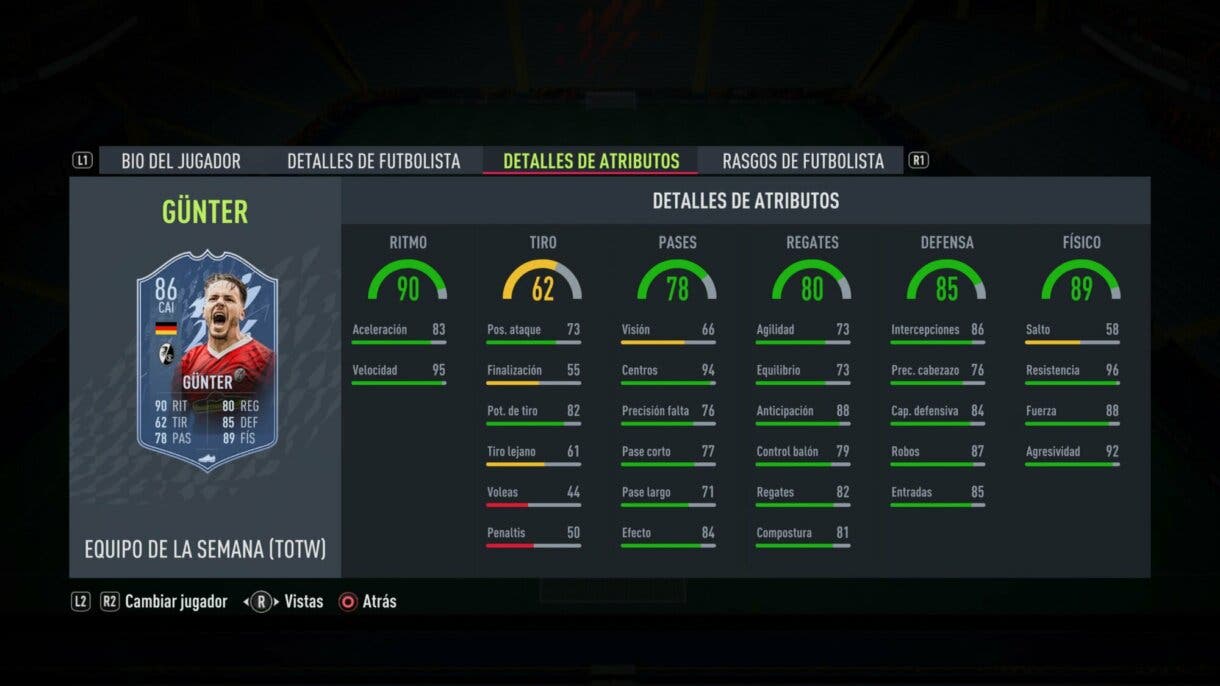 Stats in game Günter TIF FIFA 22 Ultimate Team