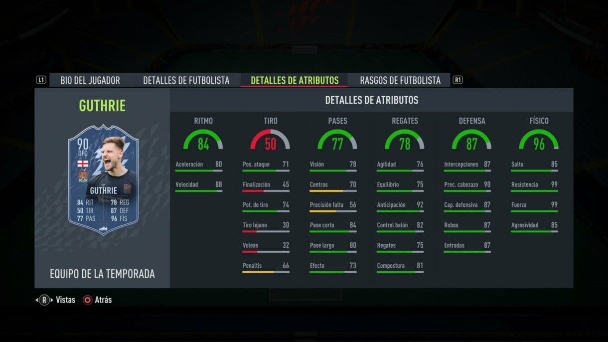Stats in game GuthrieTOTS FIFA 22 Ultimate Team