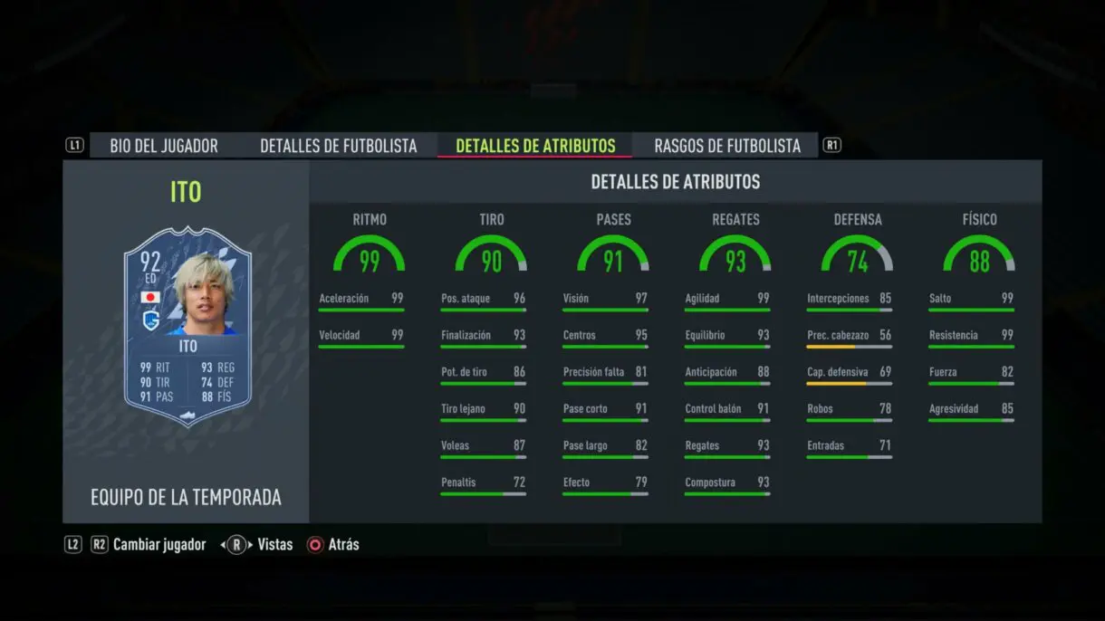 Stats in game Ito TOTS FIFA 22 Ultimate Team