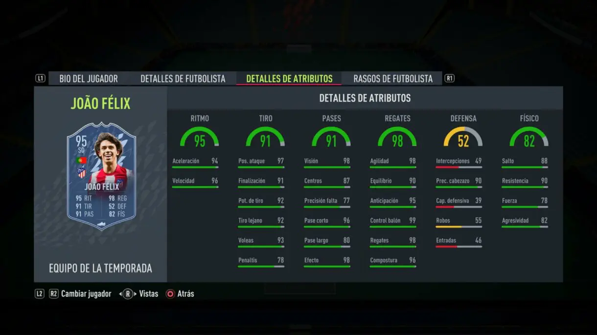 Stats in game Joao Félix TOTS FIFA 22 Ultimate Team