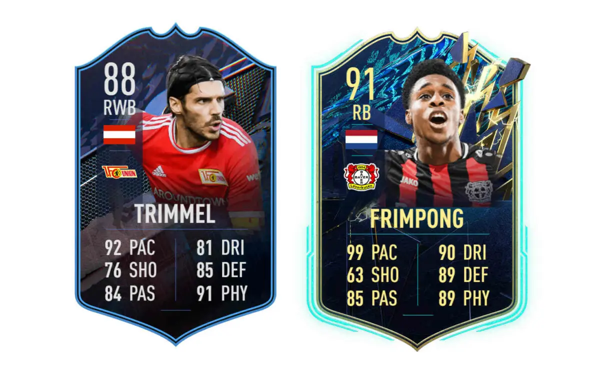 Cartas Trimmel FUT Captains y Frimpong TOTS FIFA 22 Ultimate Team