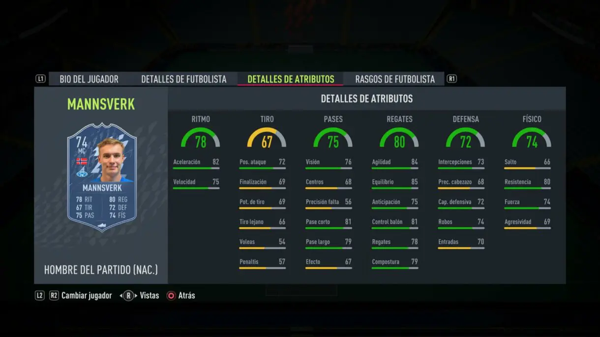 Stats in game Mannsverk MOTM FIFA 22 Ultimate Team