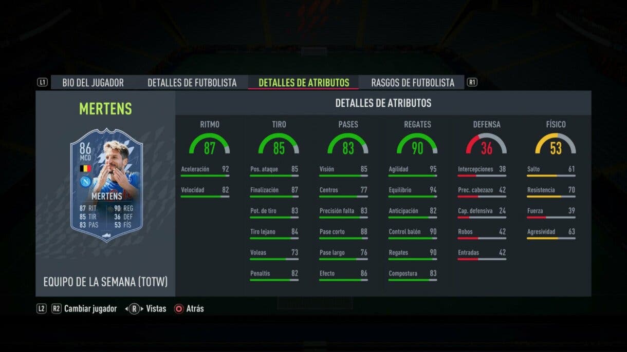 Stats in game Mertens IF FIFA 22 Ultimate Team