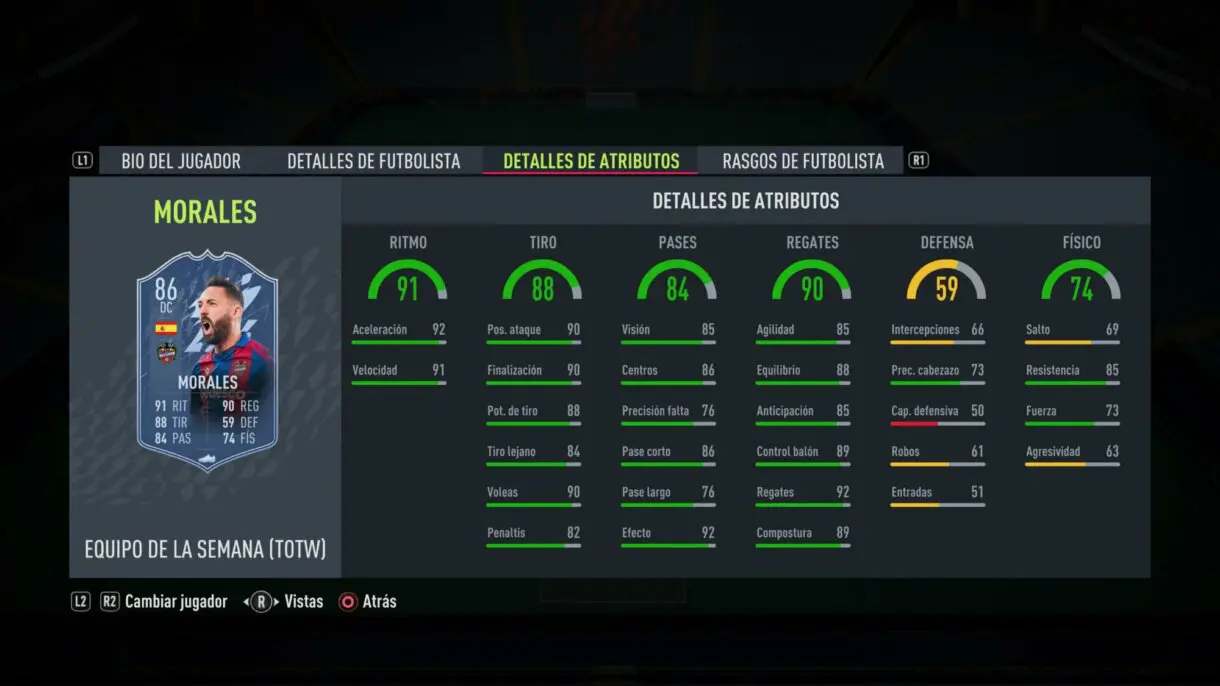 Stats in game Morales SIF FIFA 22 Ultimate Team