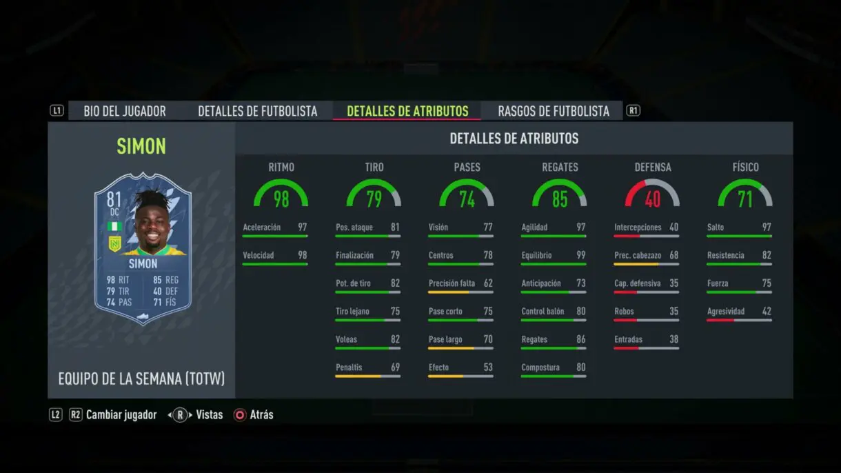 Stats in game Moses Simon IF FIFA 22 Ultimate Team