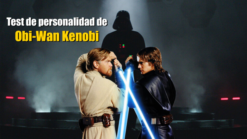 Obi-Wan Kenobi y Anakin luchan con Darth Vader detrás