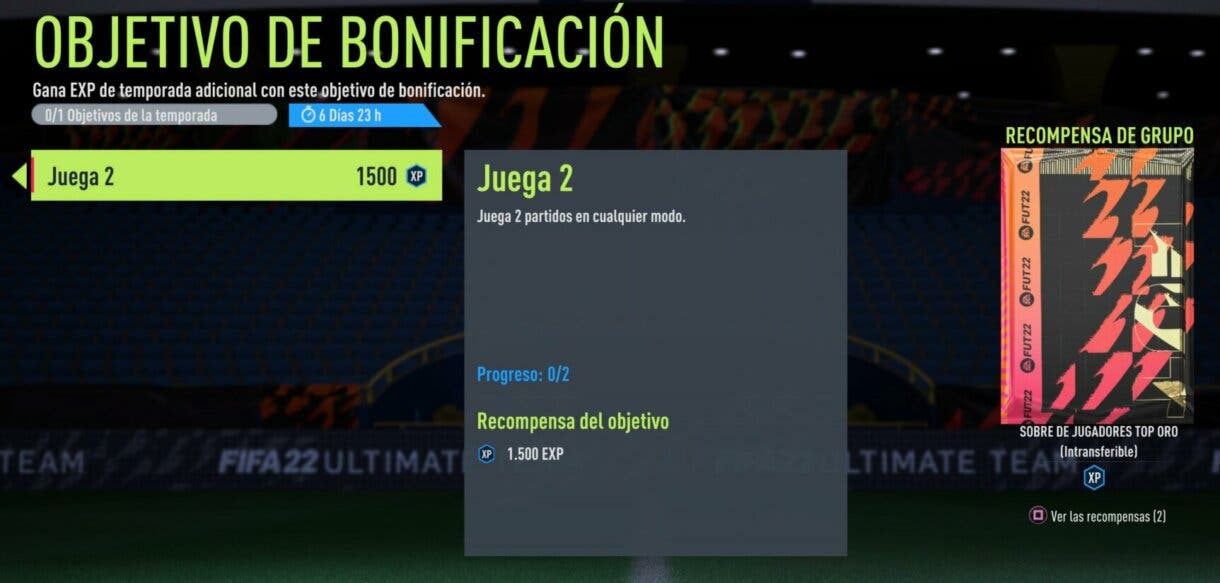 Descripción Objetivo de Bonificación FIFA 22 Ultimate Team