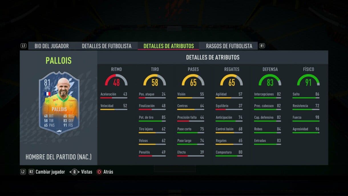 Stats in game Pallois MOTM FIFA 22 Ultimate Team