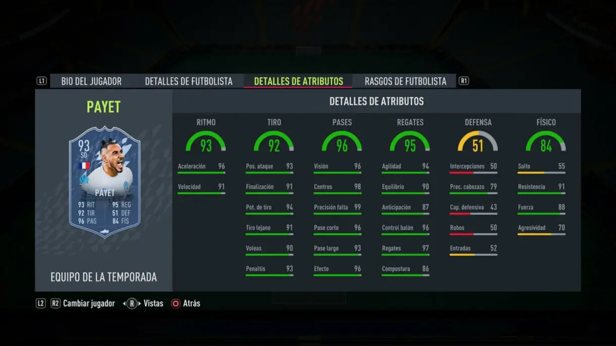 Stats in game Payet TOTS FIFA 2 Ultimate Team