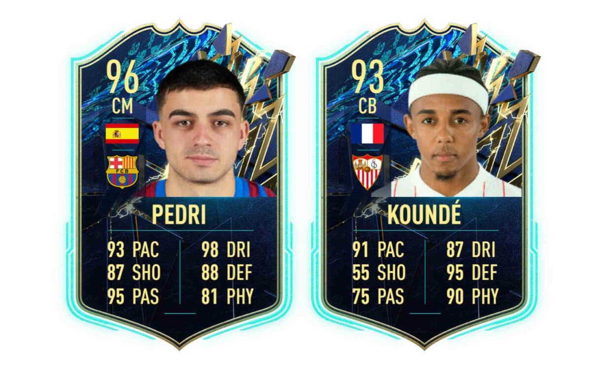 Hipotéticas cartas TOTS Pedri y Koundé FIFA 22 Ultimate Team