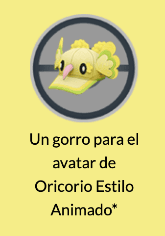 Pokemon GO Gorro Oricorio (Estilo Animado)
