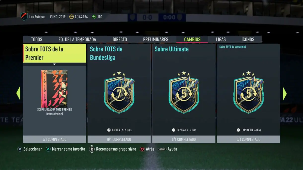 Menú de Desafíos de Creación de Plantillas FIFA 22 Ultimate Team