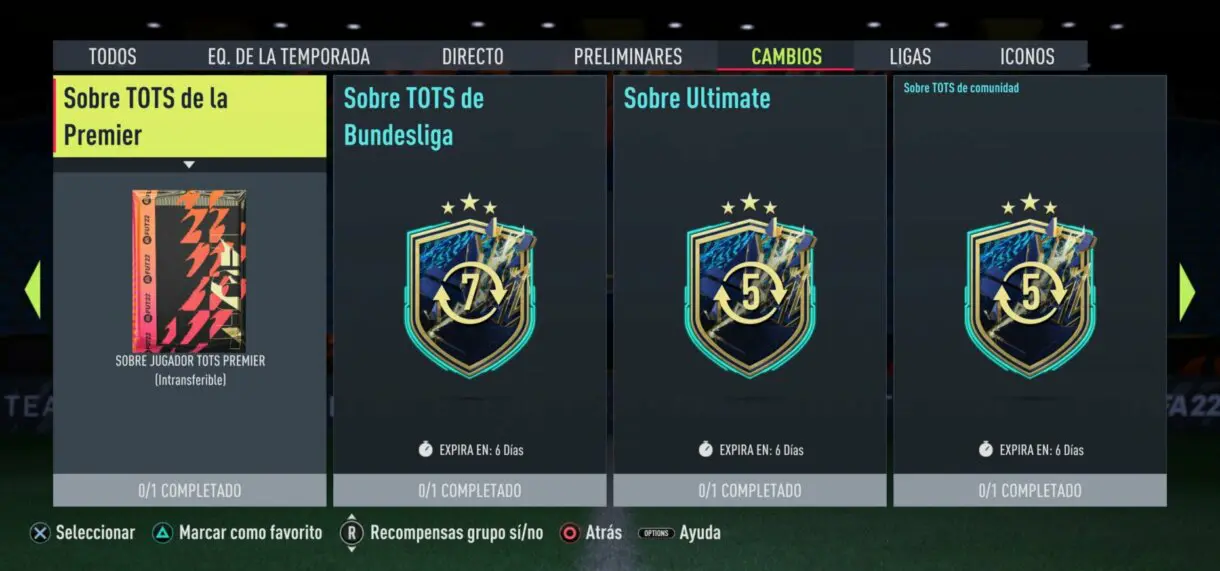 SBC´s de recompensas de la segunda tanda TOTS Swaps FIFA 22 Ultimate Team