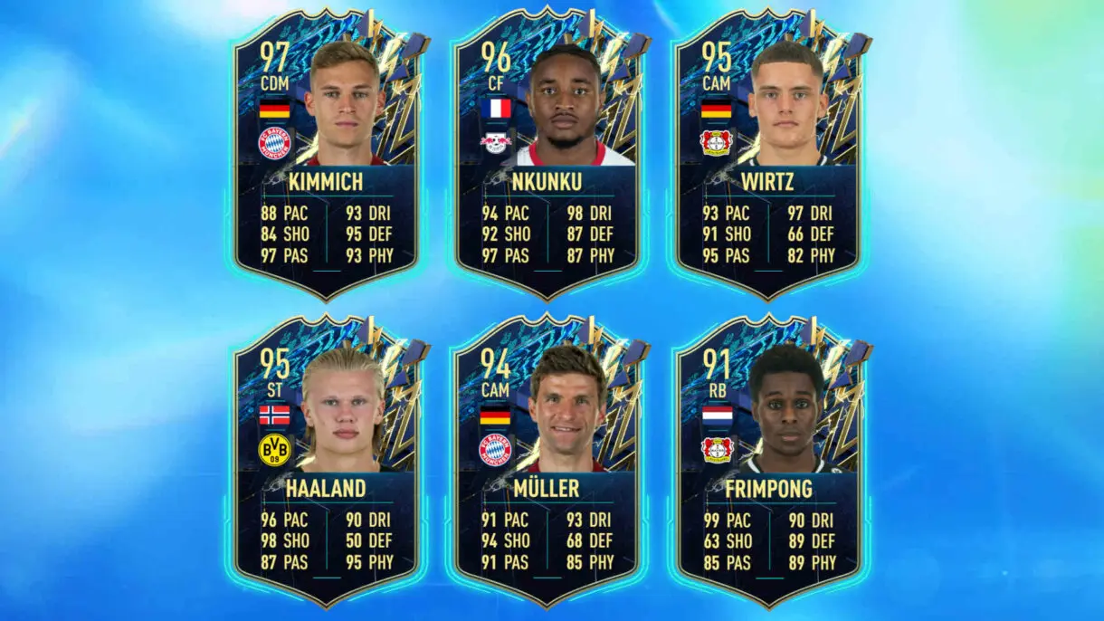 Supuestas cartas TOTS de Kimmich, Nkunku, Wirtz, Haaland, Müller y Frimpong FIFA 22 Ultimate Team