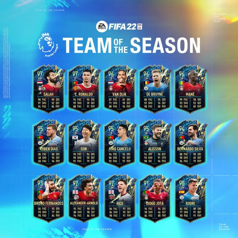 Todas las cartas del TOTS de la Premier League FIFA 22 Ultimate Team