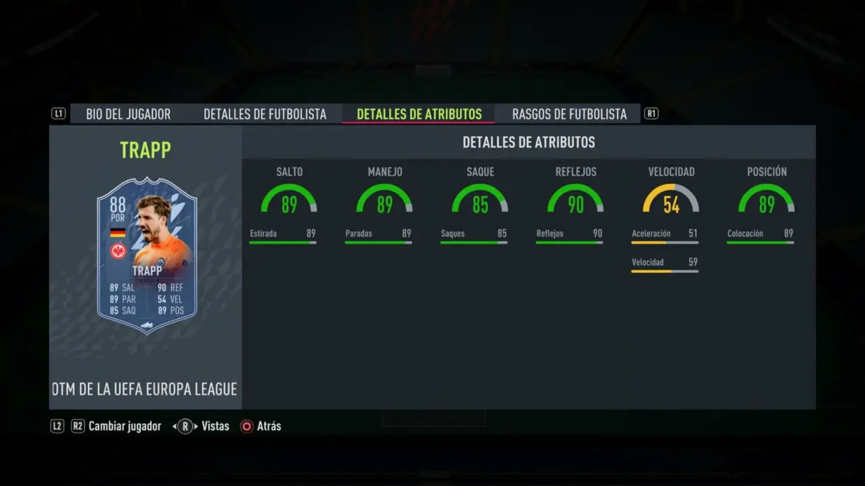 Stats in game Trapp MOTM FIFA 22 Ultimate Team